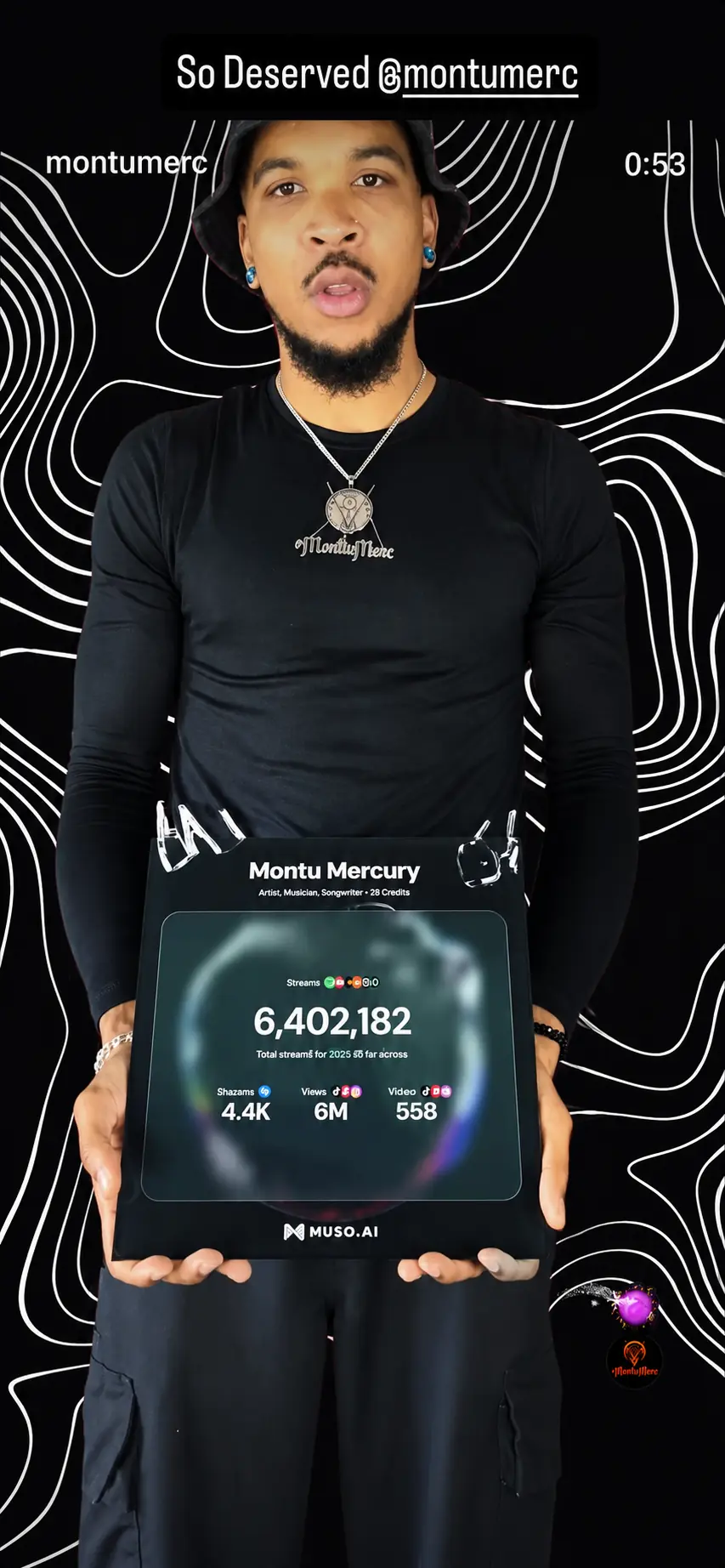 Montu Mercury artist milestone showing more than 6.4 million streams
